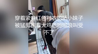 穿着紧身红色衬衣的娇小妹子被猛男抱着大鸡巴啪啪浪叫受不了