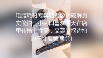 电脑耗材专卖店摄像头破解真实偸拍，小两口喜欢白天在店里转椅上性爱，又舔又抠边拍边干性福美满 (1)